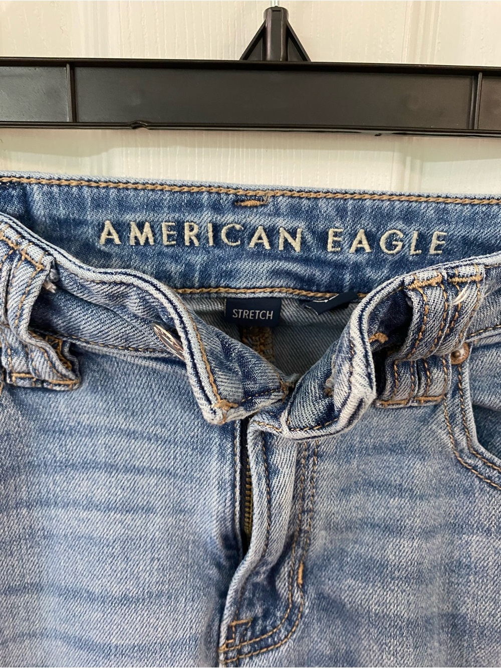 American Eagle Super High Rise Baggy Wide Leg Cargo Jeans 000 Light Wash Denim - Picture 4 of 11